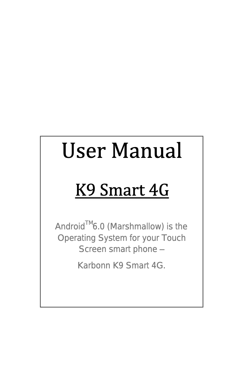 Image de la première page du manuel de l'appareil K9 Smart 4G