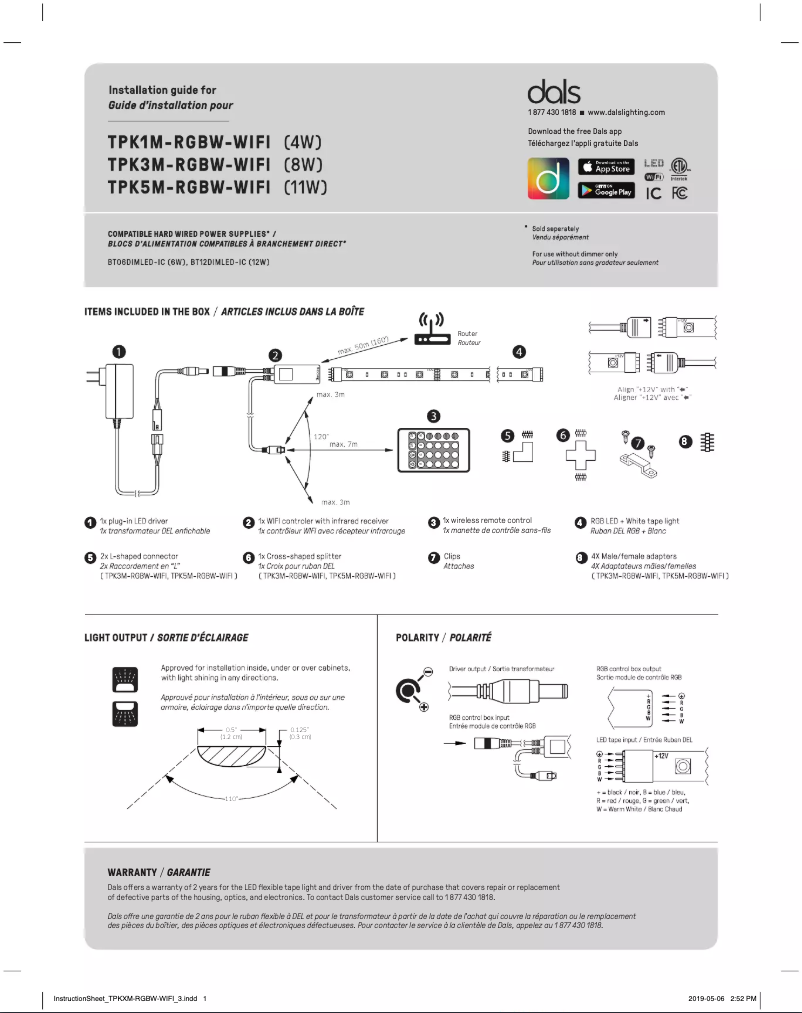 Image de la première page du manuel de l'appareil TPK3M-RGBW-WIFI
