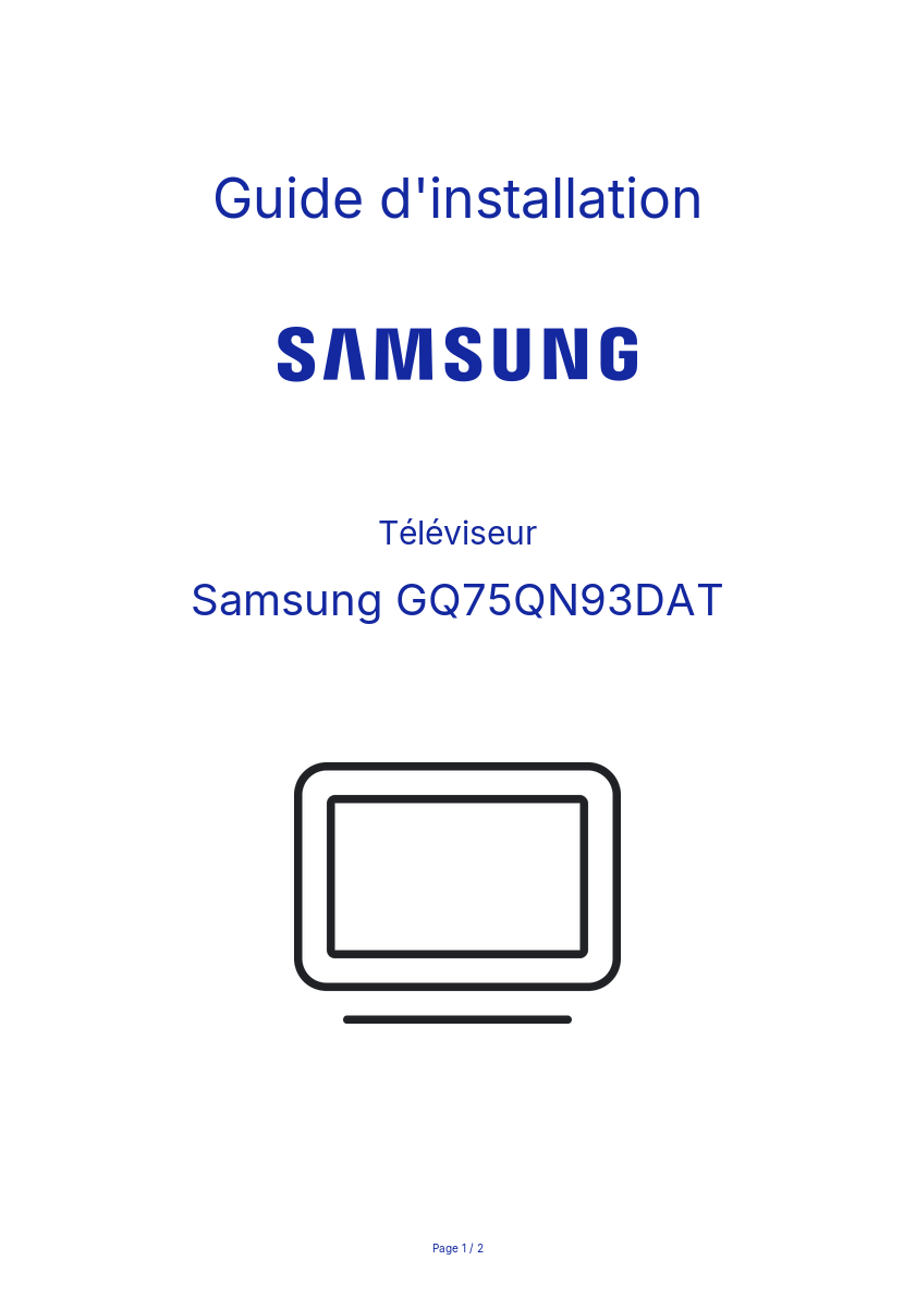 Page n°1 - Guide d'installation Samsung GQ75QN93DAT