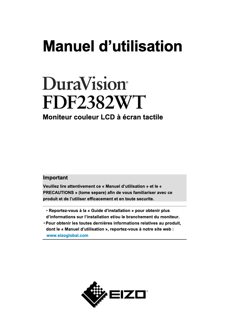 Image de la première page du manuel de l'appareil DuraVision FDF2382WT-A