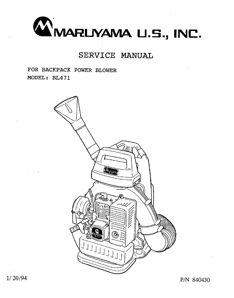 Page n°1 - Manuel utilisateur Maruyama BL471