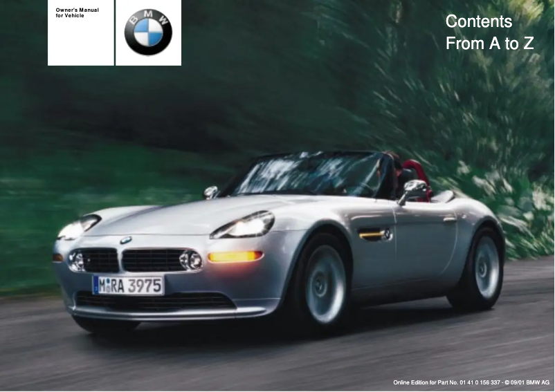 Page 1 de la notice Manuel utilisateur BMW Z8 Convertible (2002)