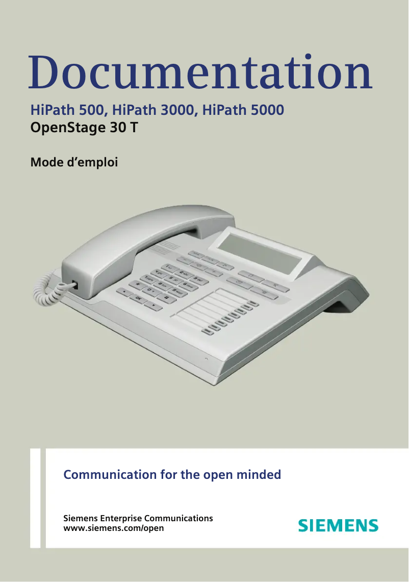 Page 1 de la notice Manuel utilisateur Siemens Hipath 5000