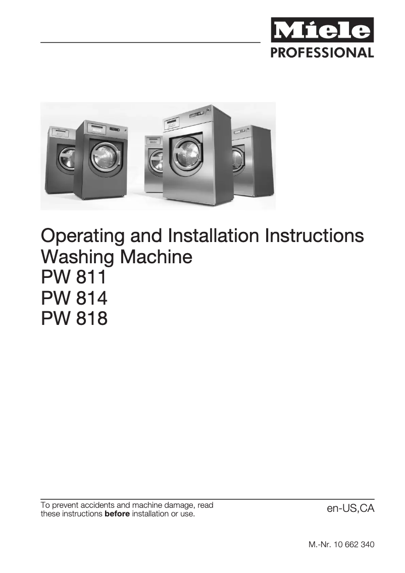 Page 1 de la notice Manuel utilisateur Miele PW 811