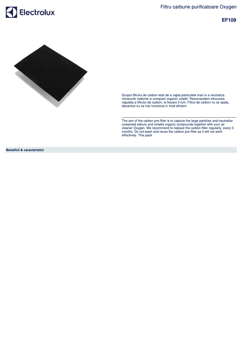 Page n°1 - Fiche technique Electrolux EF109