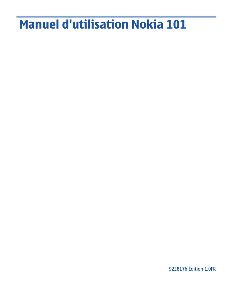 Page 1 de la notice Manuel utilisateur Nokia 101