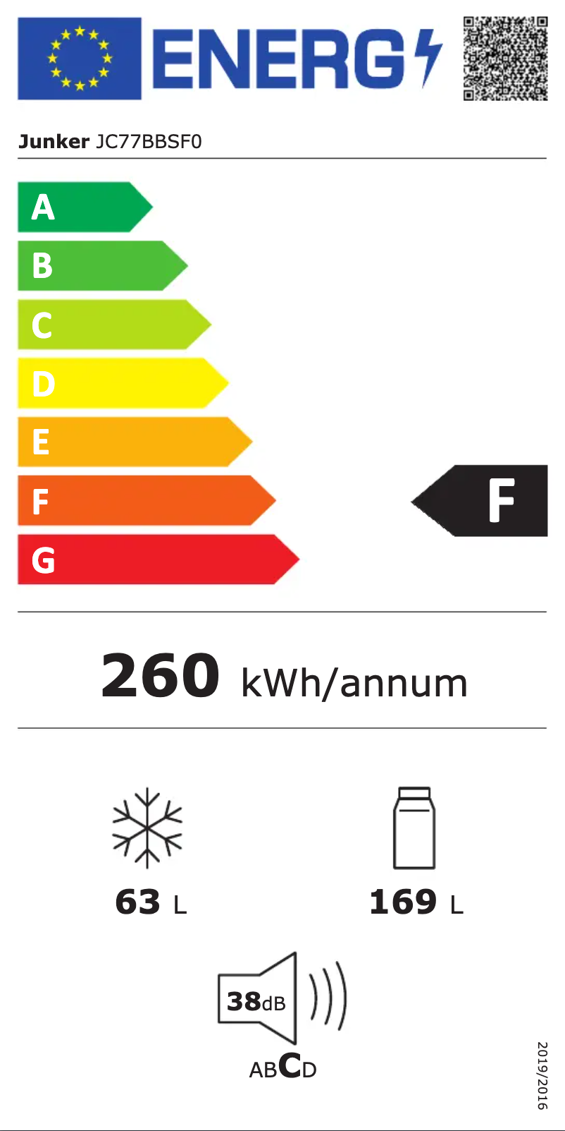 Page n°1 - Label énergétique Junker JC77BBSF0