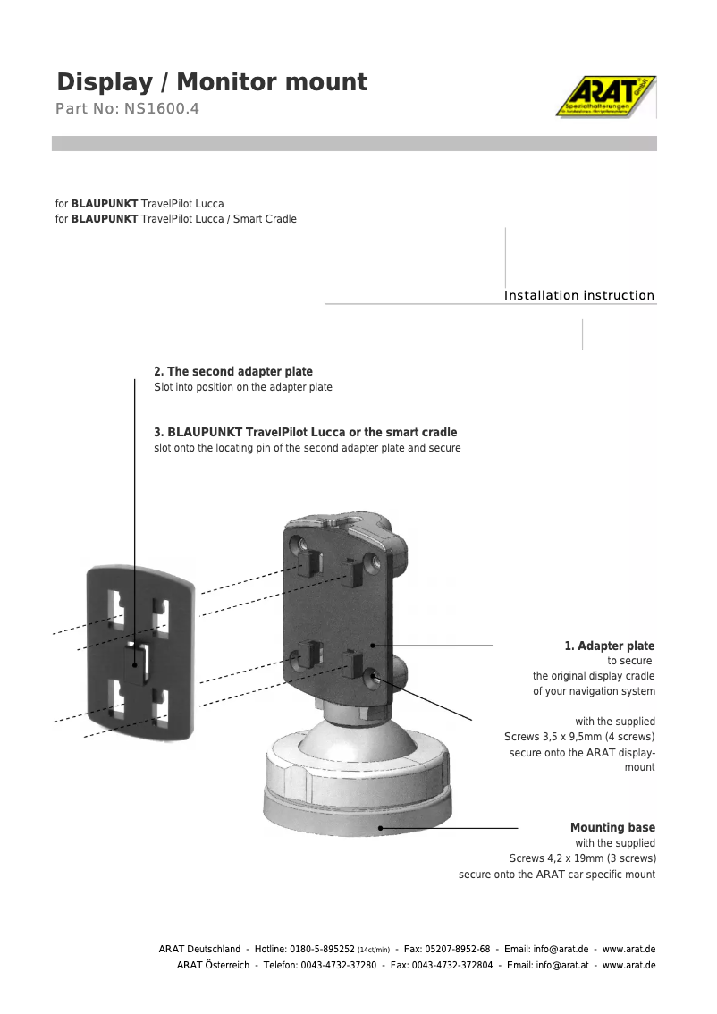 Page 1 de la notice Manuel utilisateur Arat NS1600.4