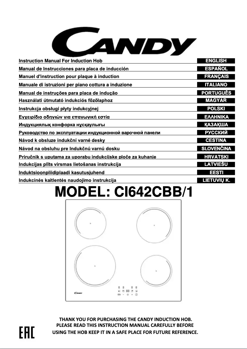 Page 1 de la notice Manuel utilisateur Candy PCI30BCI642CBB