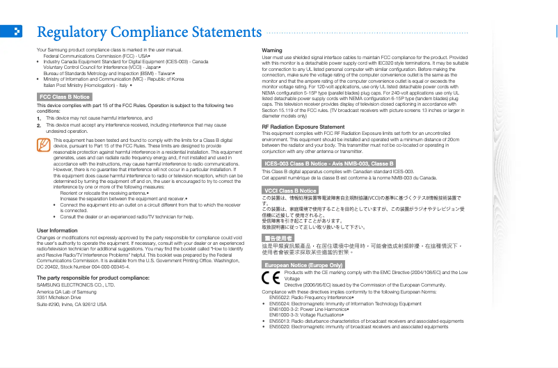 Page 1 de la notice Instructions de sécurité Samsung 800P