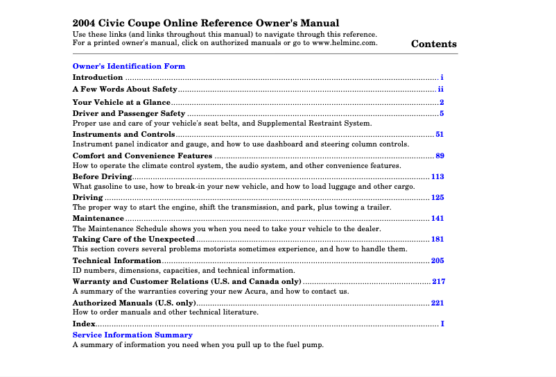 Página 1 del manual Manual de usuario Honda Civic GX (2004)