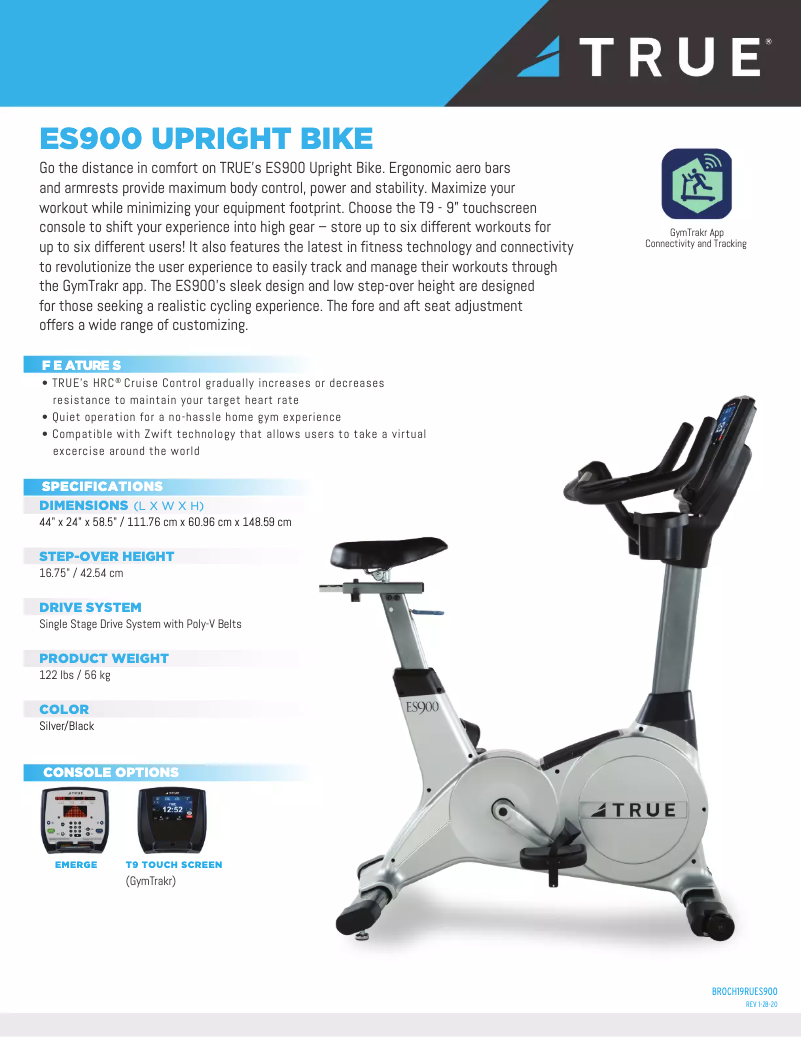 Page 1 de la notice Fiche technique True ES900