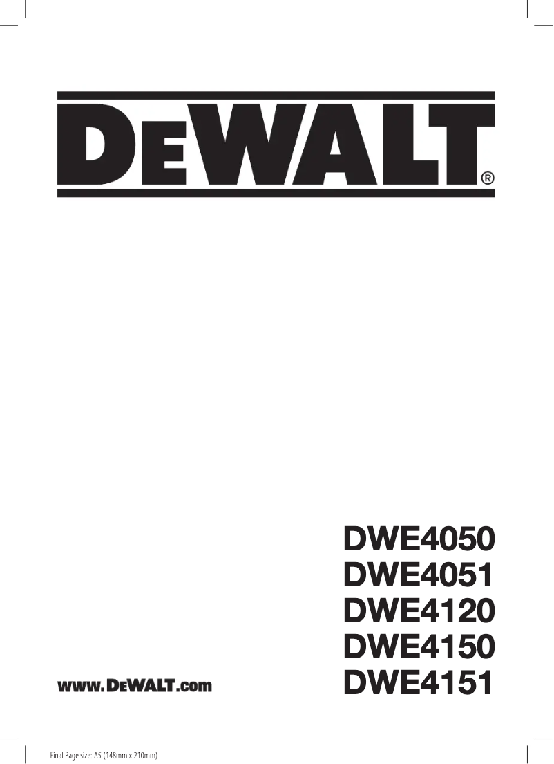 Page n°1 - Manuel utilisateur DeWalt DWE4150