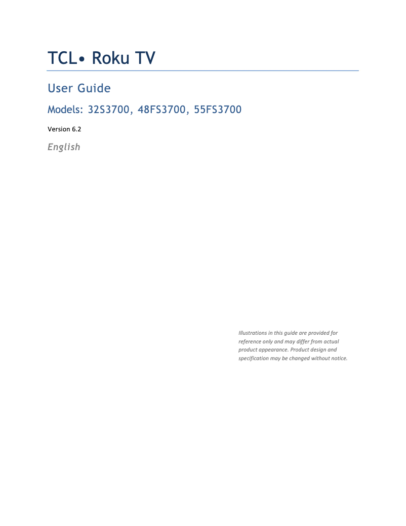 First page image of the manual for Roku 55FS3700