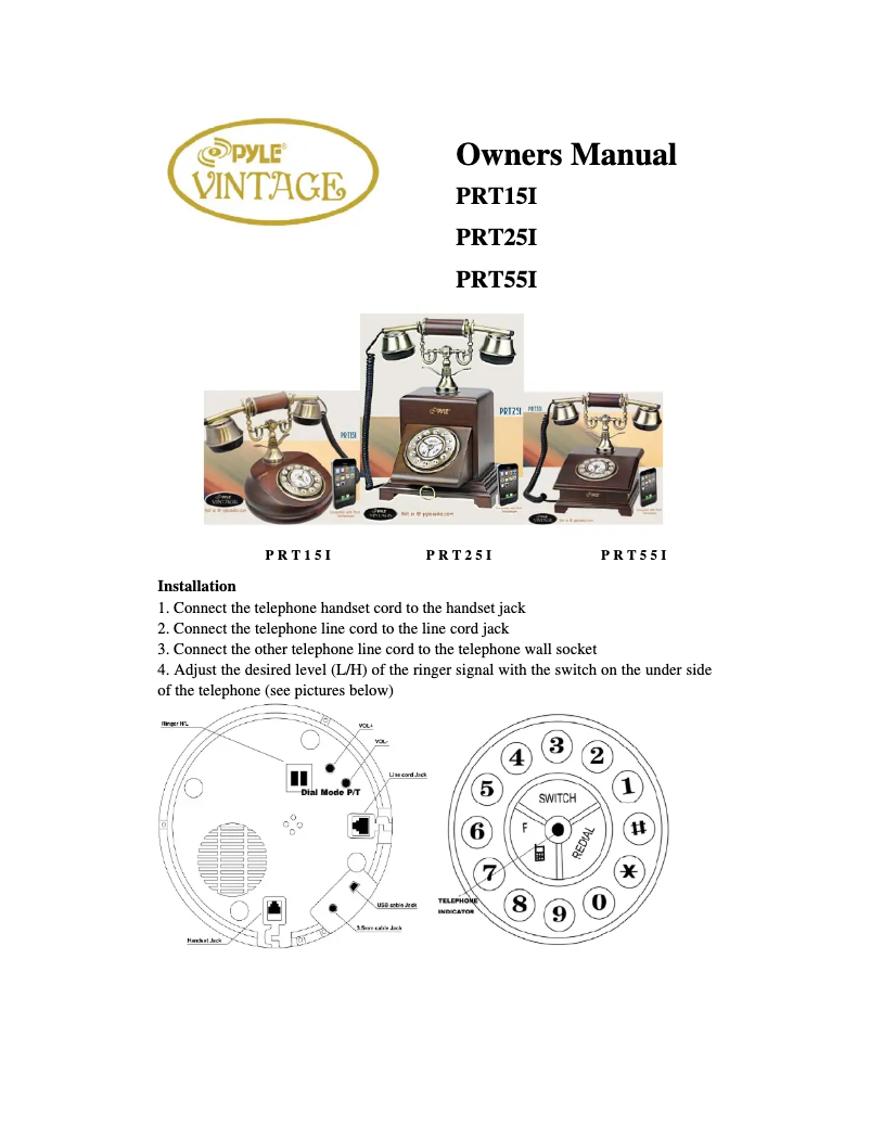 Page 1 of the manual User Manual Pyle PRT55I