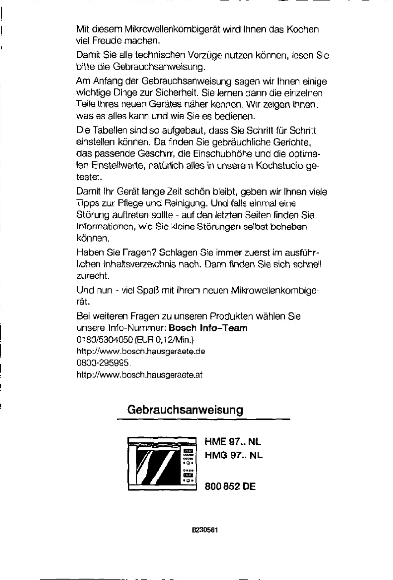 Page 1 de la notice Manuel utilisateur Bosch HME 9765