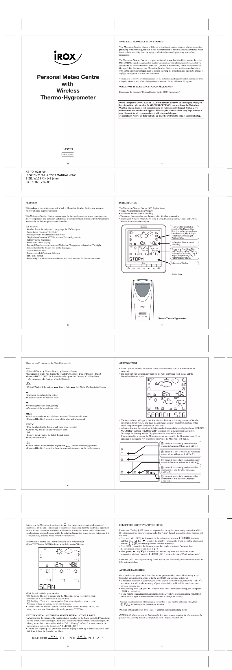 Page n°1 - Manuel utilisateur Irox EASY89