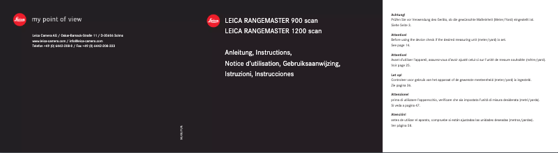 Page 1 de la notice Manuel utilisateur Leica LRF 900 Scan