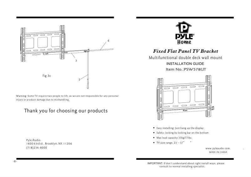 Page n°1 - Manuel utilisateur Pyle PSW578UT