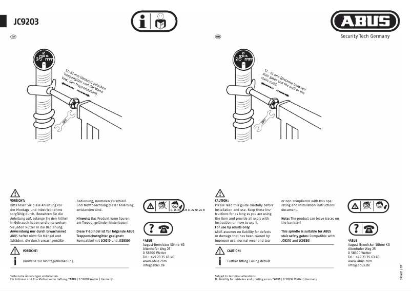 Page 1 de la notice Mode d'emploi Abus JC9203