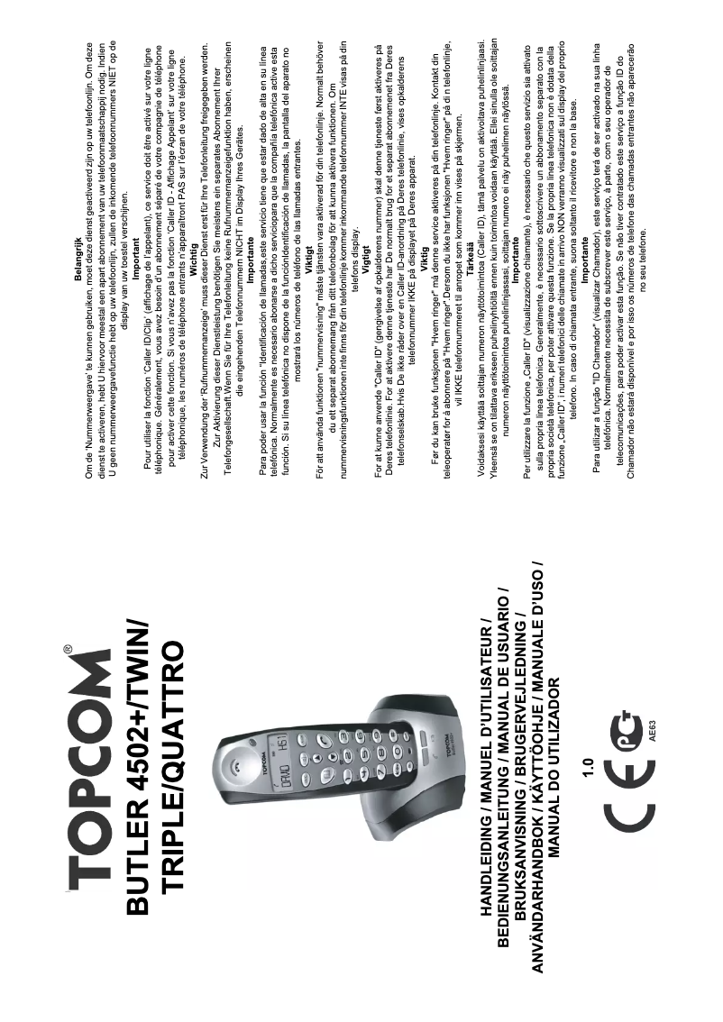 Page n°1 - Manuel utilisateur Topcom Butler 4502 Plus