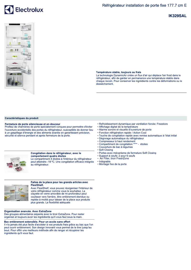 Page n°1 - Fiche technique Electrolux IK329SAL