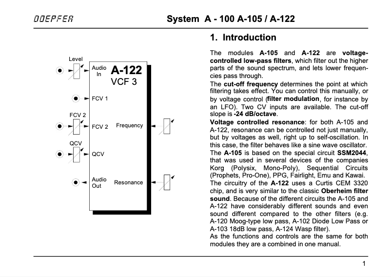 Image de la première page du manuel de l'appareil A-105
