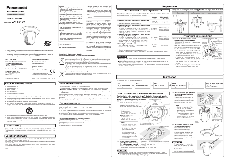 Imagen de la primera página del manual del dispositivo WV-S6130