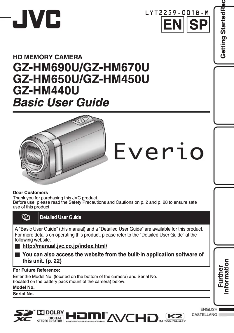 Page n°1 - Manuel utilisateur JVC Everio GZ-HM690BUS