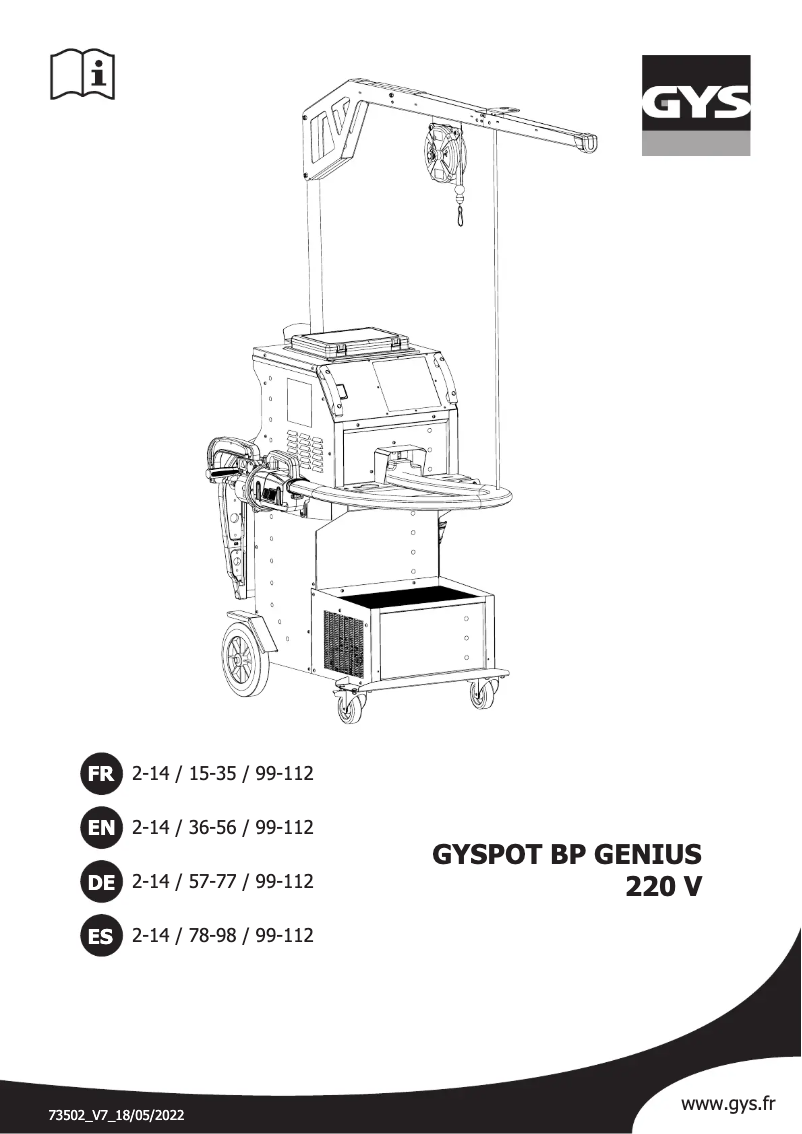 Page n°1 - Manuel utilisateur GYS Gyspot BP Genius 220V
