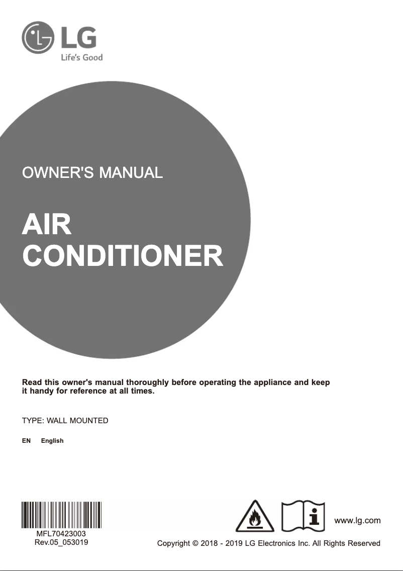 Page 1 de la notice Manuel utilisateur LG LSNQ12RWZA