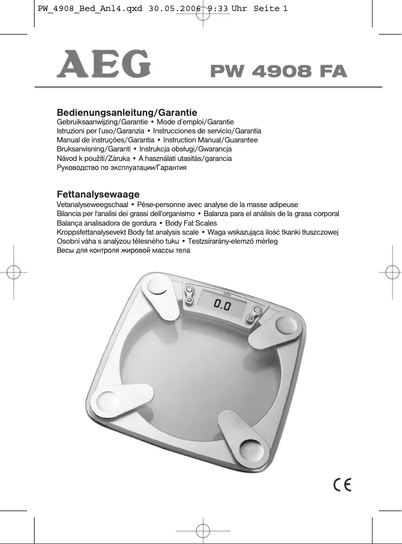 Page n°1 - Manuel utilisateur AEG PW 4908 FA
