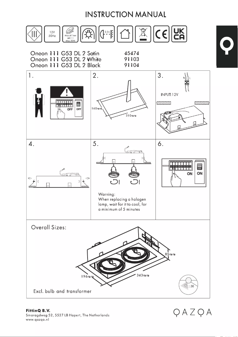 Page n°1 - Manuel utilisateur QAZQA Oneon