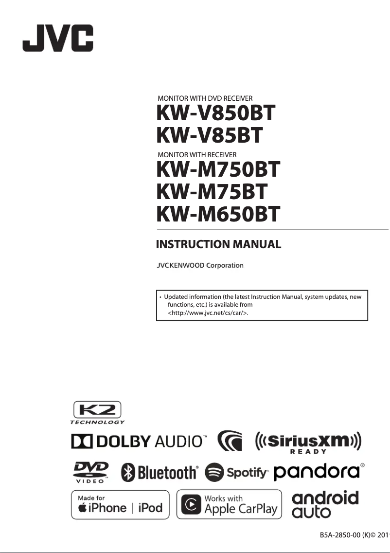 Page 1 de la notice Manuel utilisateur JVC KW-V85BT