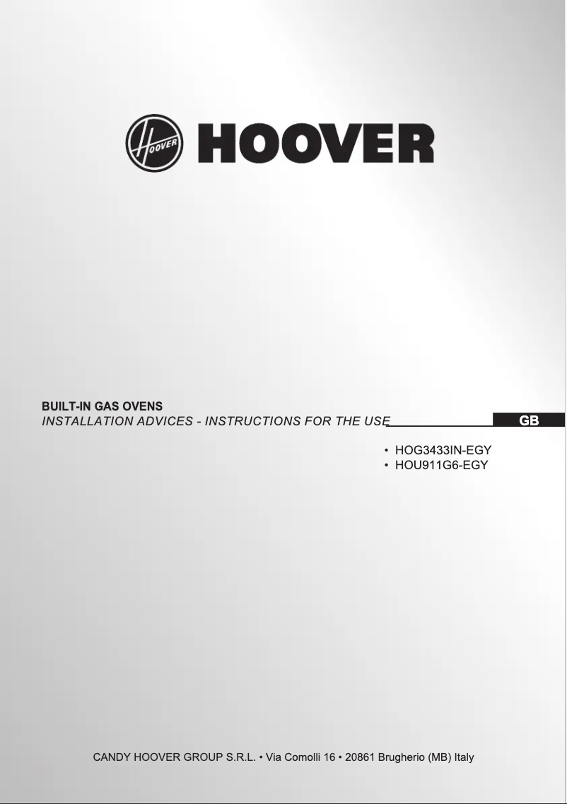 Page n°1 - Manuel utilisateur Hoover HOU911G6-EGY