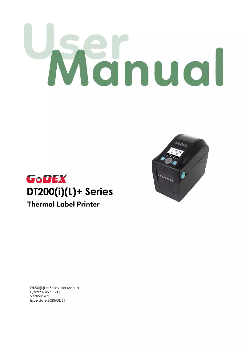Page 1 de la notice Manuel utilisateur Godex DT230+