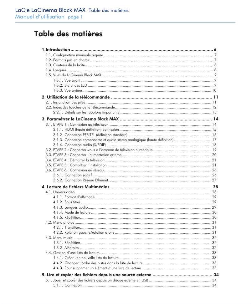 Página 1 del manual Manual de usuario LaCie LaCinema Black MAX
