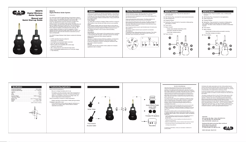 Page n°1 - Manuel utilisateur CAD Audio WXGTS