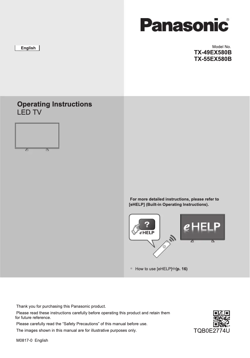 Page 1 de la notice Guide de démarrage rapide Panasonic TX-55EX580B