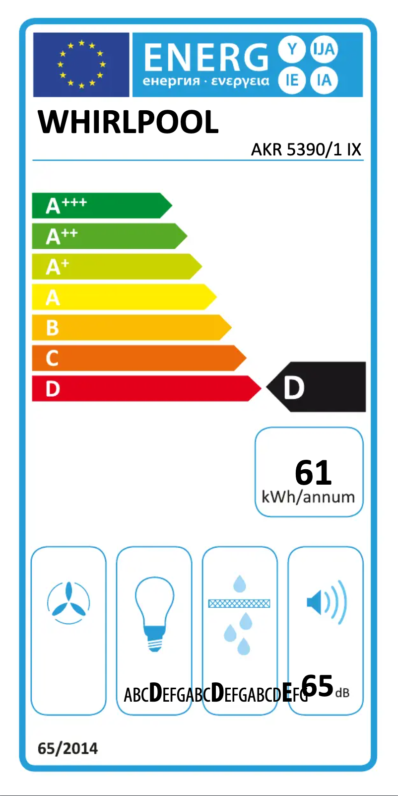 Page n°1 - Label énergétique Whirlpool AKR 5390/1 IX