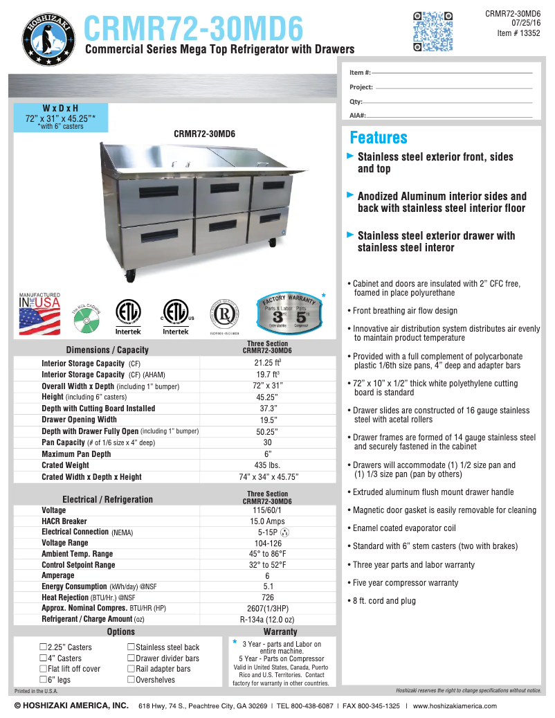 Image de la première page du manuel de l'appareil CRMR72-30MD6