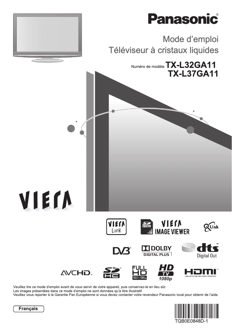 Page 1 de la notice Manuel utilisateur Panasonic Viera TX-L37GA11