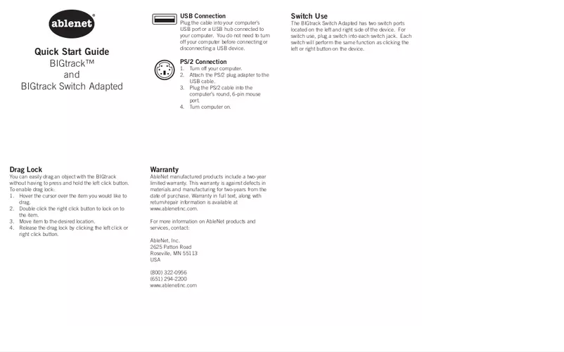 Page n°1 - Manuel utilisateur AbleNet BIGtrack 2