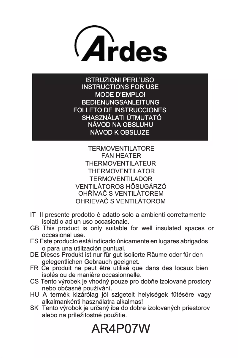 Page 1 de la notice Instructions / montage Ardes AR4P07W