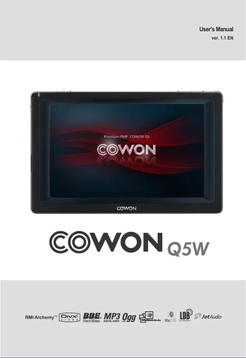 Page n°1 - Manuel utilisateur Cowon Q5W