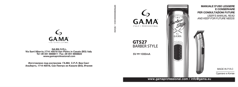 Image de la première page du manuel de l'appareil GT527 Barber Style