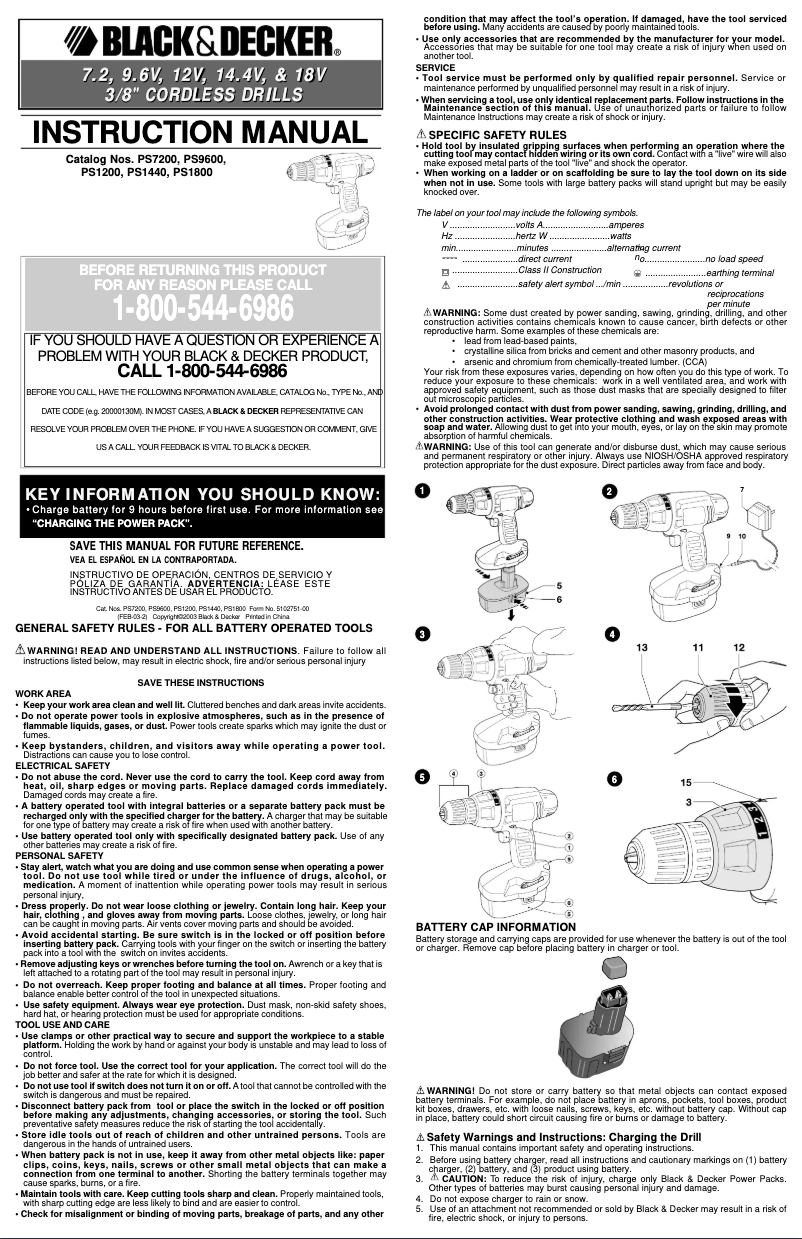 Page n°1 - Manuel utilisateur Black & Decker PS9600
