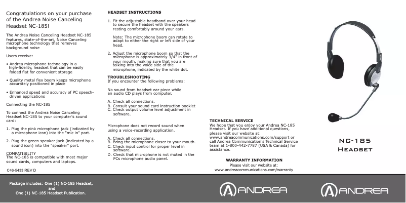 Image de la première page du manuel de l'appareil NC-185