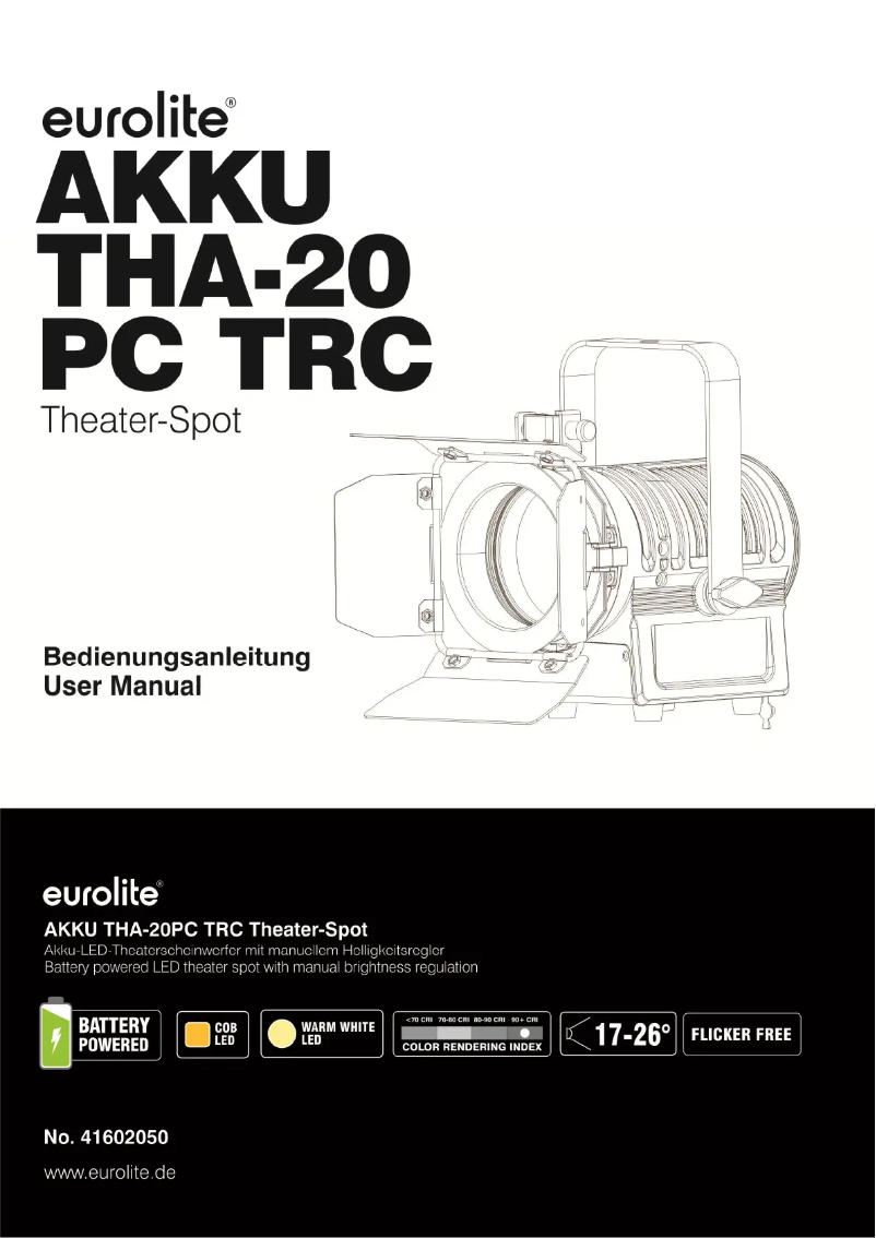 Imagen de la primera página del manual del dispositivo LED THA-20 PC TRC