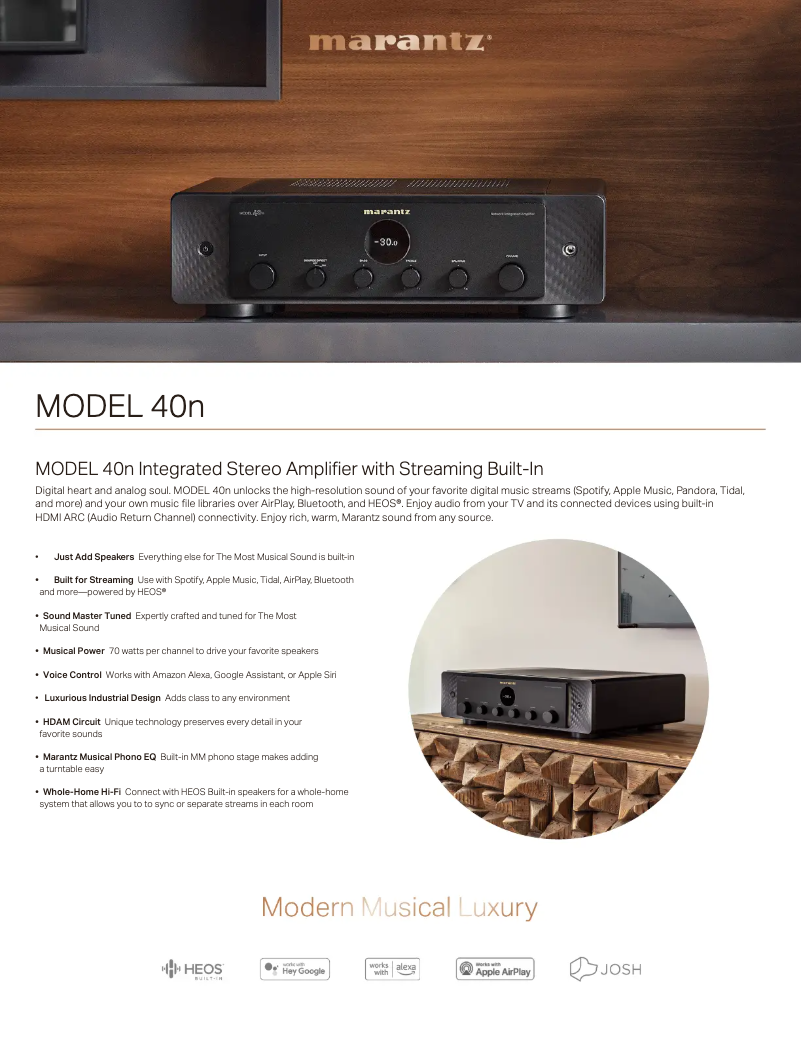 Page n°1 - Fiche technique Marantz Model 40n